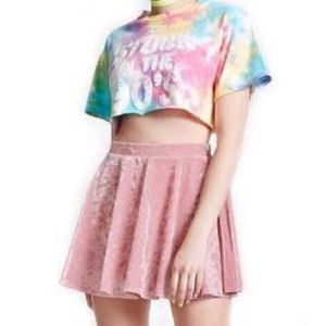 Forever 21 Pink Velvet Skater Skirt size M